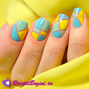 Фото: Модный разноцветный дизайн ногтей - двуцветный маникюр