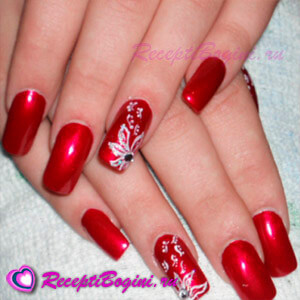 Фото: Красный дизайн ногтей к 8 марта